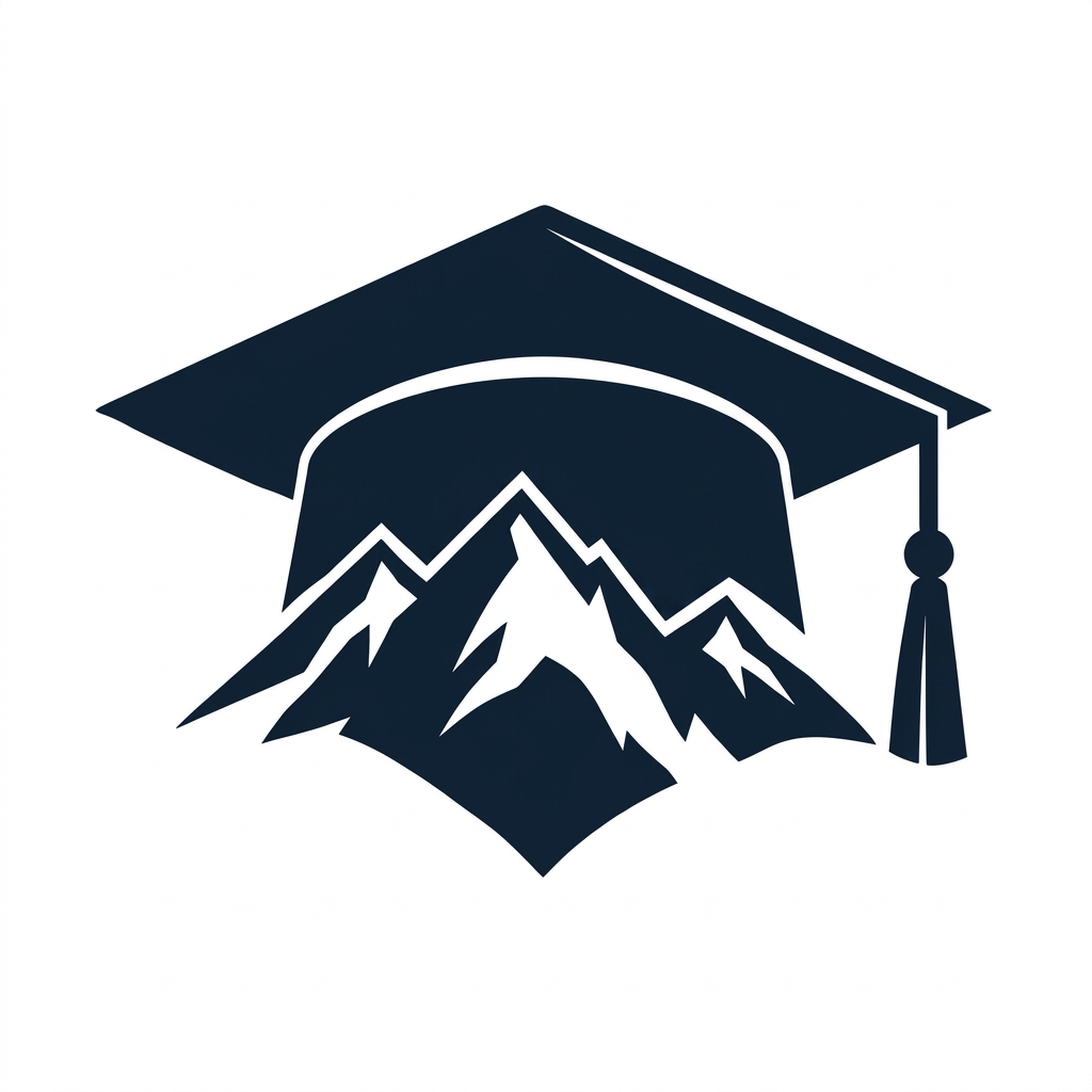 4HIKE Academy logo: a graduation cap over mountains